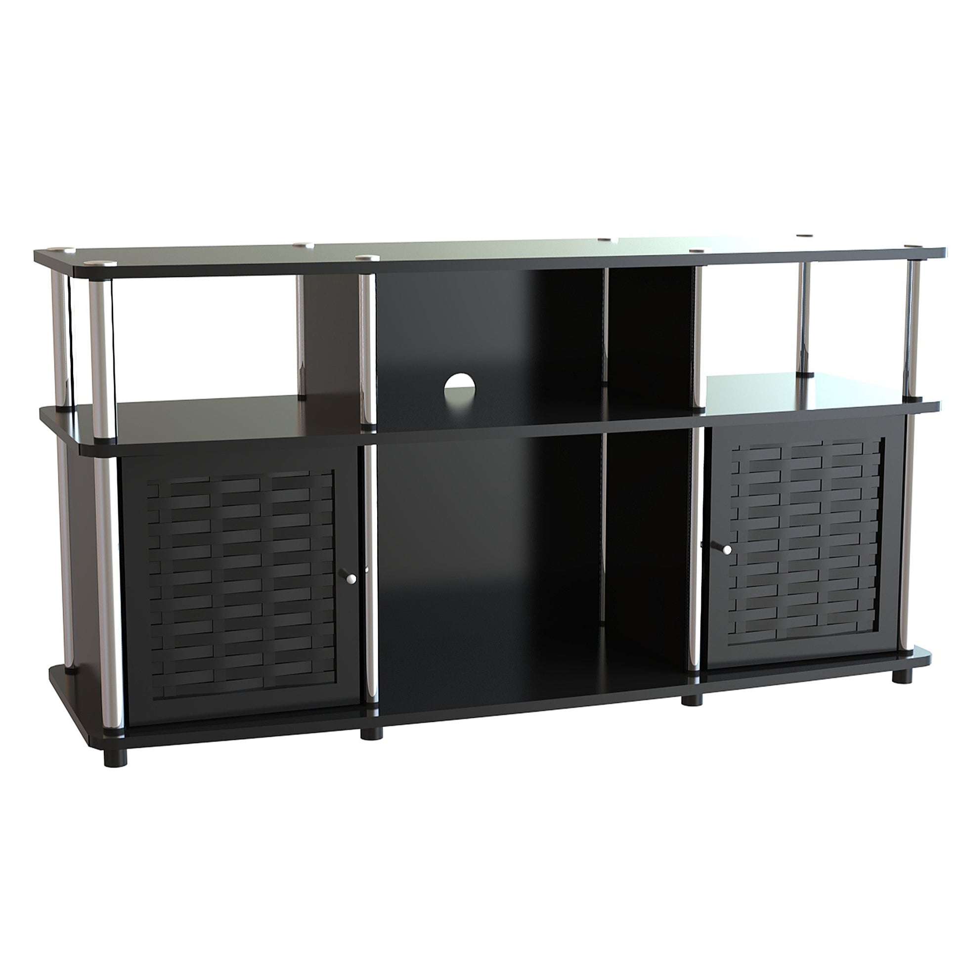 CasaFoyer Contemporary Designs2Go Chelsea TV Stand with Storage Cabinets, Shelves, and Bamboo Doors - Ample Storage Space, Sleek Design, Functional and Stylish