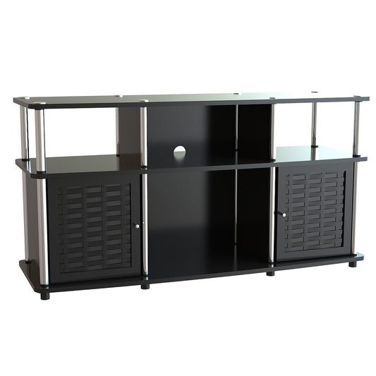 CasaFoyer Contemporary Designs2Go Chelsea TV Stand with Storage Cabinets, Shelves, and Bamboo Doors - Ample Storage Space, Sleek Design, Functional and Stylish