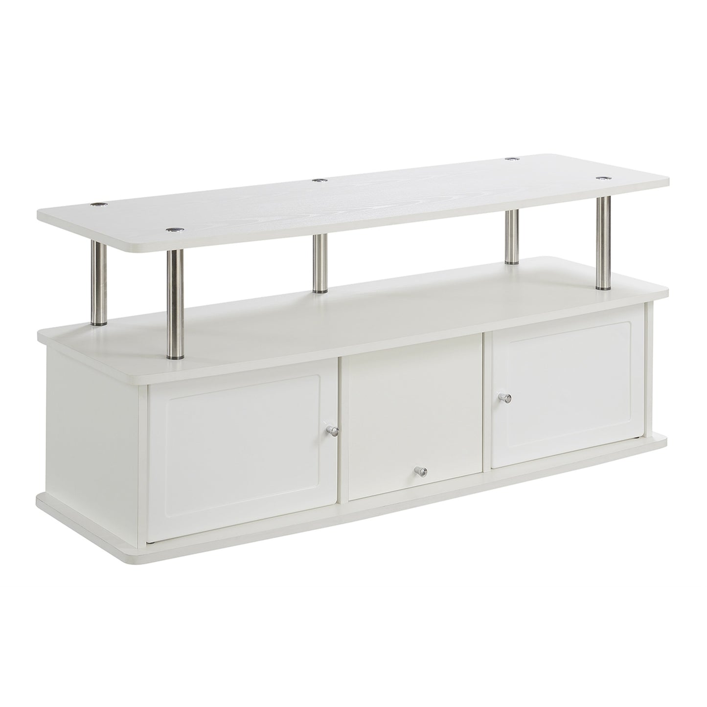 CasaFoyer Designs2Go TV Stand - 3 Storage Cabinets, Shelf - Woodgrain Veneer, Particleboard - Easy Assembly - Perfect for DVDs, Gaming Consoles - Durable & Stylish