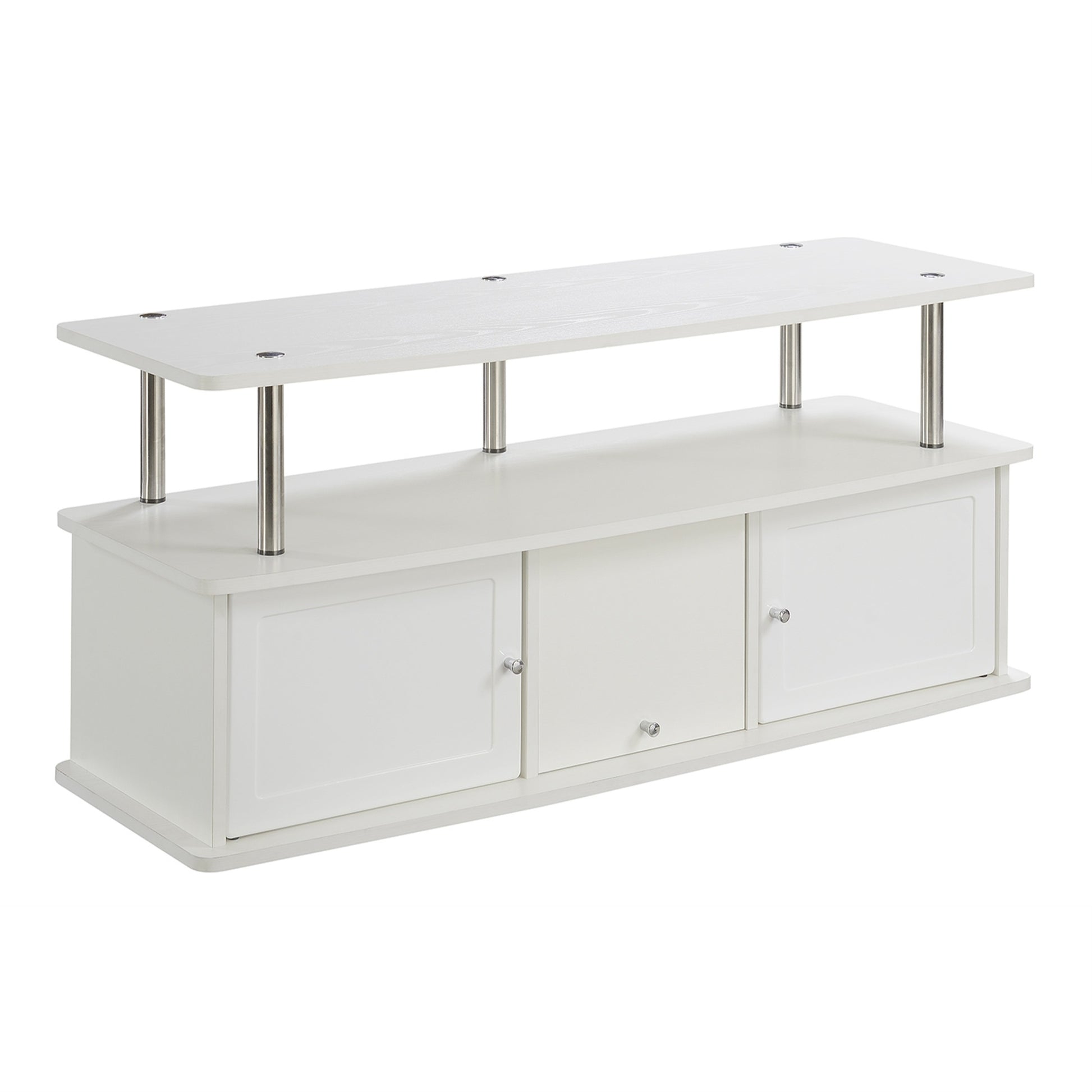 CasaFoyer Designs2Go TV Stand - 3 Storage Cabinets, Shelf - Woodgrain Veneer, Particleboard - Easy Assembly - Perfect for DVDs, Gaming Consoles - Durable & Stylish