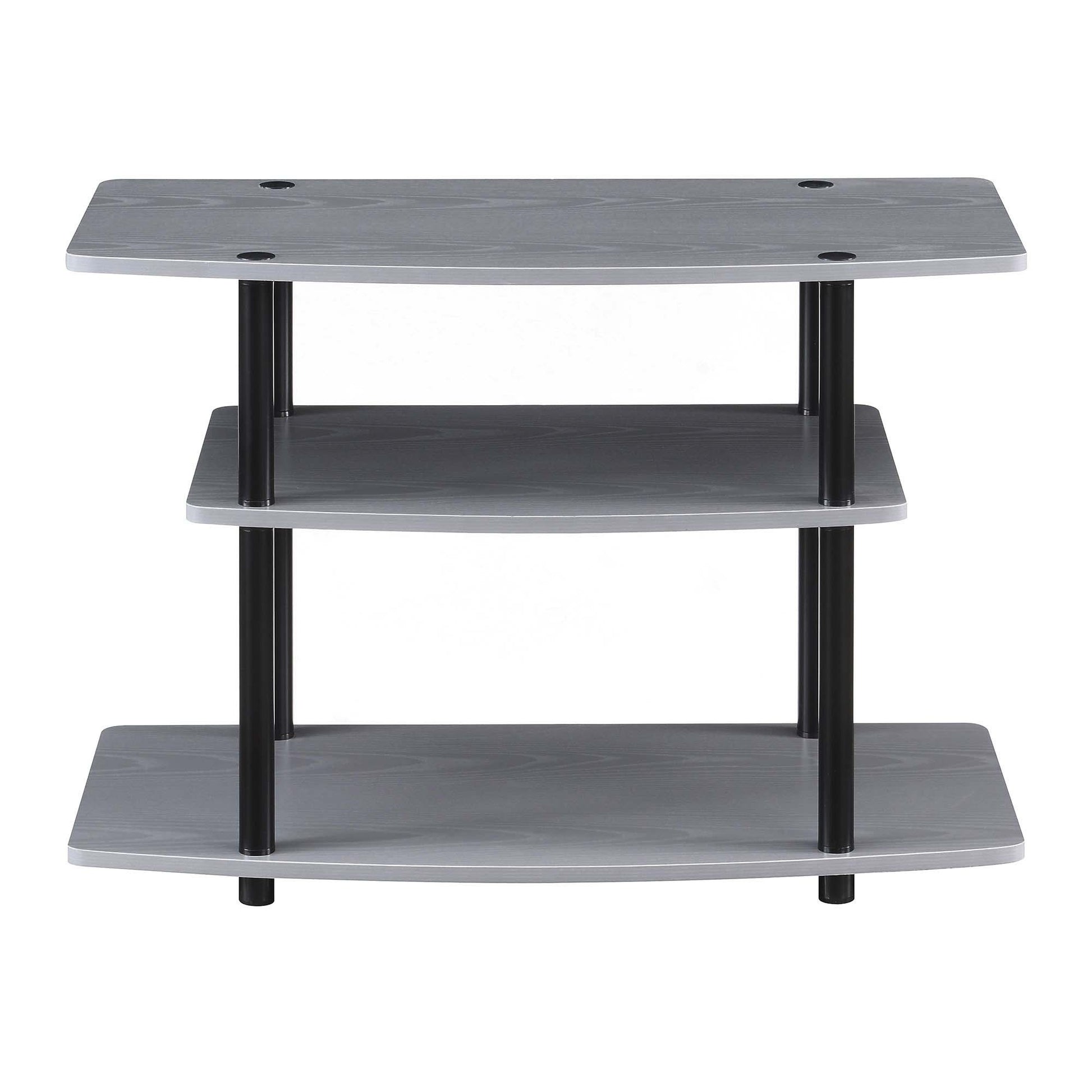 CasaFoyer Designs2Go 3 Tier TV Stand - Modern Open Concept Design, Durable Particle Board and Melamine Shelves, Sturdy Stainless Steel Poles, Easy Assembly