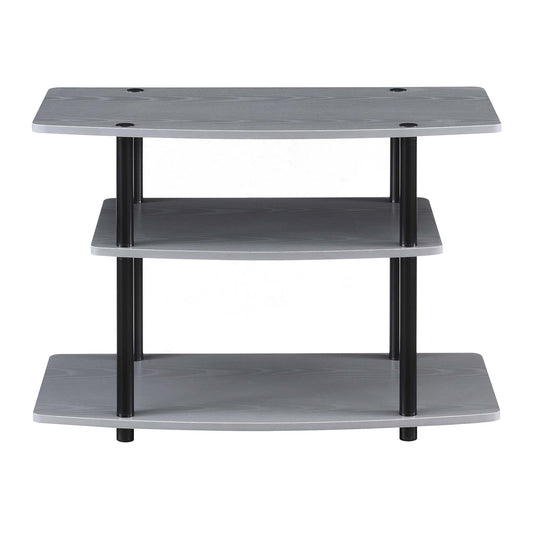 CasaFoyer Designs2Go 3 Tier TV Stand - Modern Open Concept Design, Durable Particle Board and Melamine Shelves, Sturdy Stainless Steel Poles, Easy Assembly
