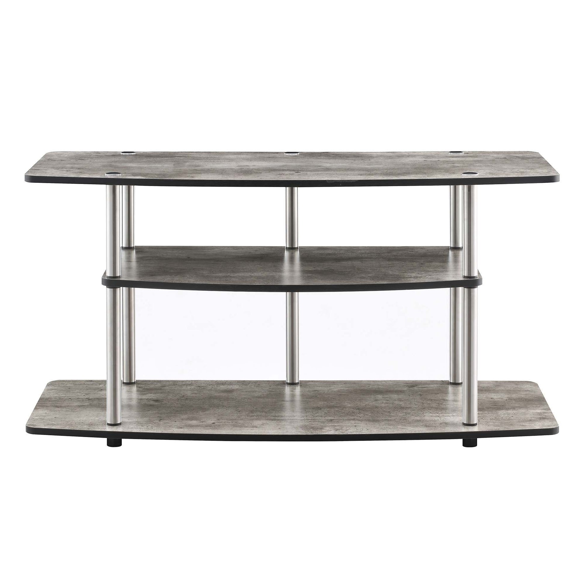 CasaFoyer Designs2Go 3 Tier Wide TV Stand - Modern Open Design, Durable Particle Board Shelves, Stainless Steel Poles - Easy Assembly - Enhance Your Home Decor