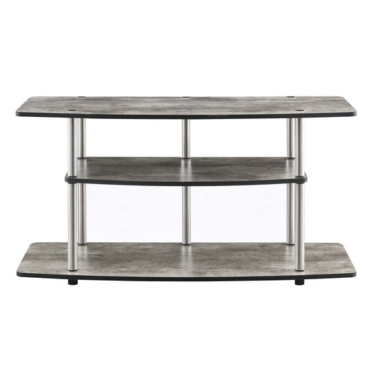 CasaFoyer Designs2Go 3 Tier Wide TV Stand - Modern Open Design, Durable Particle Board Shelves, Stainless Steel Poles - Easy Assembly - Enhance Your Home Decor