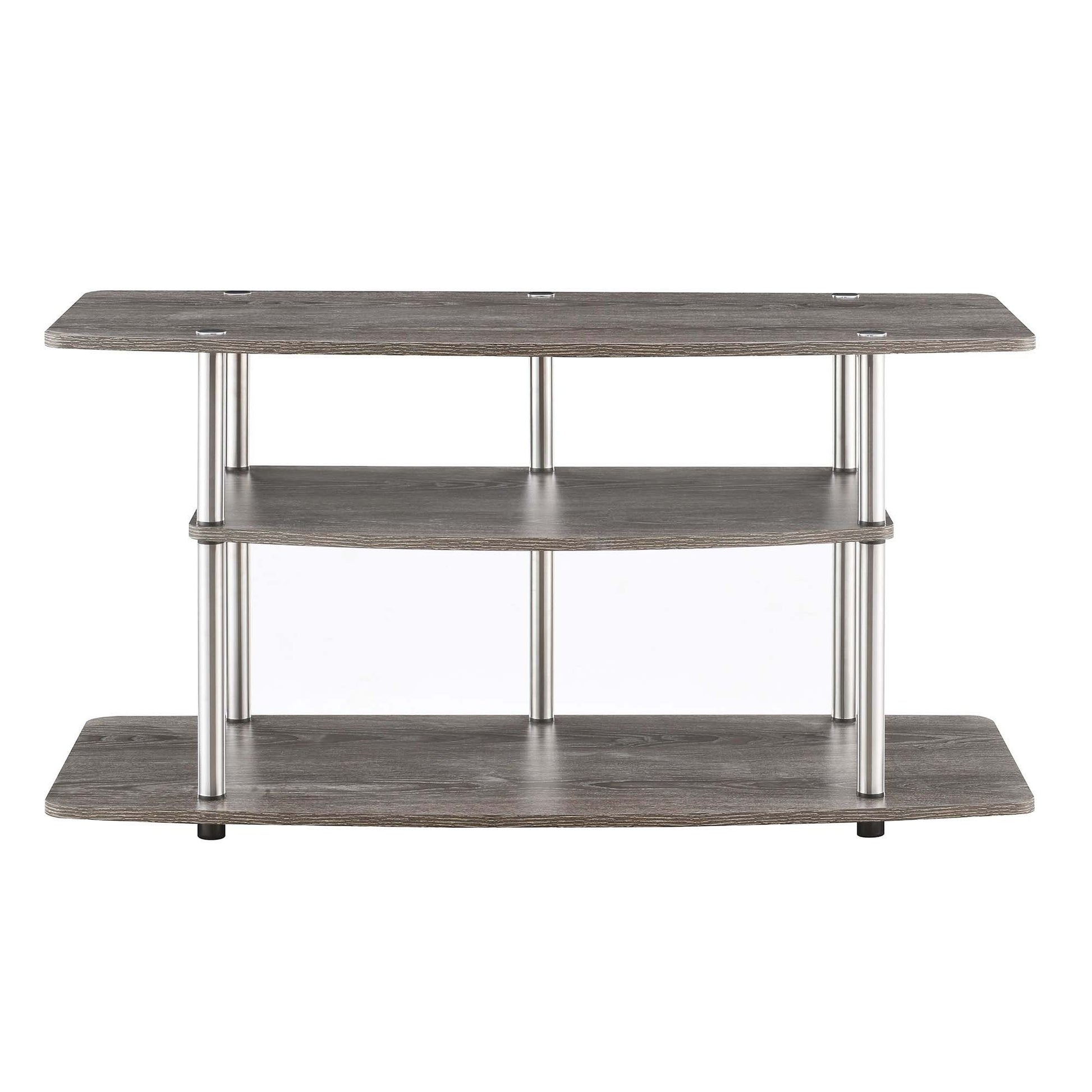 CasaFoyer Designs2Go 3 Tier Wide TV Stand - Modern Open Design, Durable Particle Board Shelves, Stainless Steel Poles, Easy Assembly, Enhance Home Decor