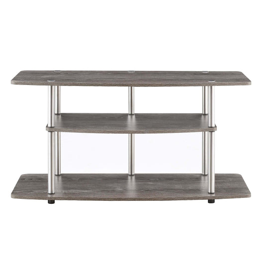 CasaFoyer Designs2Go 3 Tier Wide TV Stand - Modern Open Design, Durable Particle Board Shelves, Stainless Steel Poles, Easy Assembly, Enhance Home Decor