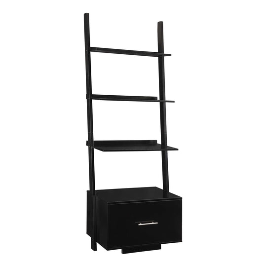 CasaFoyer American Heritage Ladder Bookshelf with File Drawer - Spacious 4 Tiers for Books & Collectibles - Declutter Your Desk - Complements Any Decor