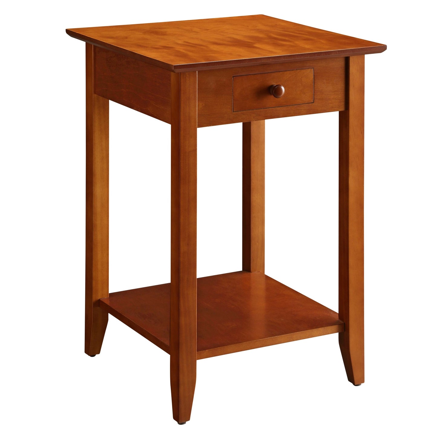 CasaFoyer American Heritage 1 Drawer End Table with Shelf - Timeless American Style, Solid Pine Legs, Ash Veneer Tabletop, Spacious Shelves, Small Drawer for Accessories, Classic Home Aesthetic