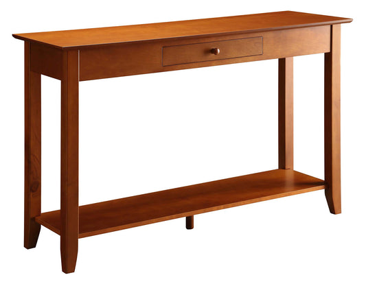 CasaFoyer American Heritage 1 Drawer Console Table with Shelf - Timeless American Style, Solid Pine Legs, Ash Veneer Top, Extra Storage and Display Space, Classic Home Decor
