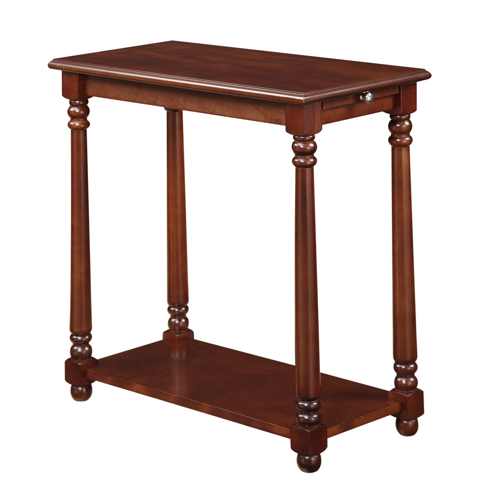 CasaFoyer French Country Regent Chairside End Table - Concealed Tray & Bottom Shelf for Storage - Complements Any Home Decor