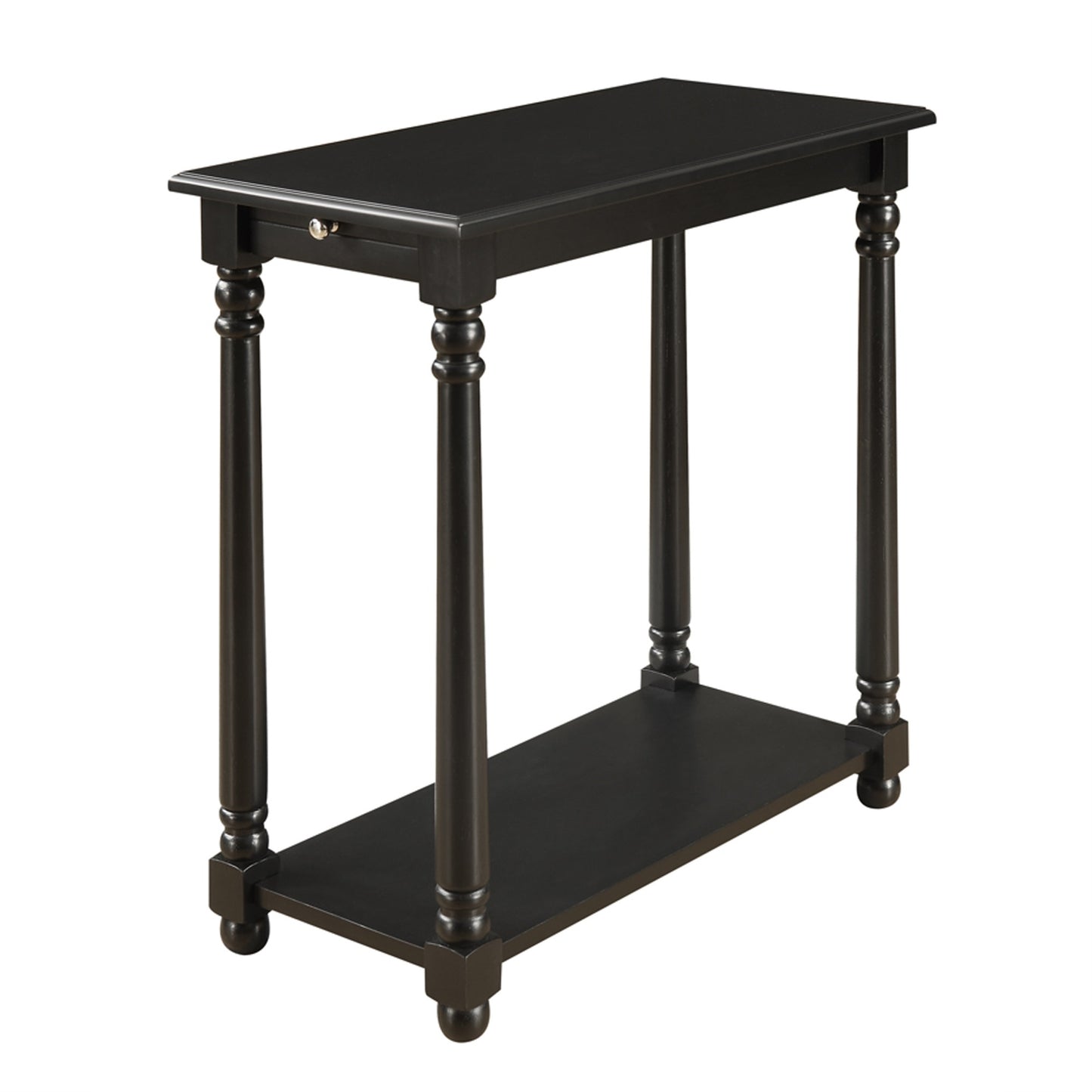 CasaFoyer French Country Regent Chairside End Table - Concealed Pull-Out Tray & Bottom Shelf for Small Essentials - Complements Any Home Decor