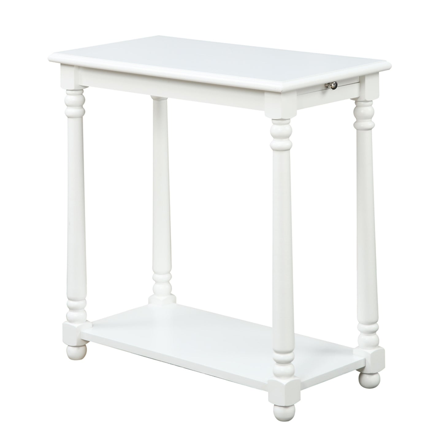 CasaFoyer French Country Regent Chairside End Table - Concealed Tray & Bottom Shelf for Small Essentials, Complements Any Home Decor