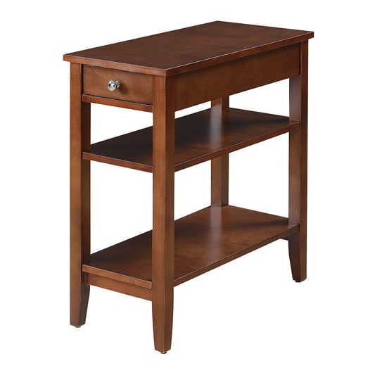 CasaFoyer 1 Drawer Chairside End Table with Shelves - American Heritage Collection | Convenient Storage for Remote Controls | Ideal for Organizing Magazines | Showcase Collectibles | CasaFoyer