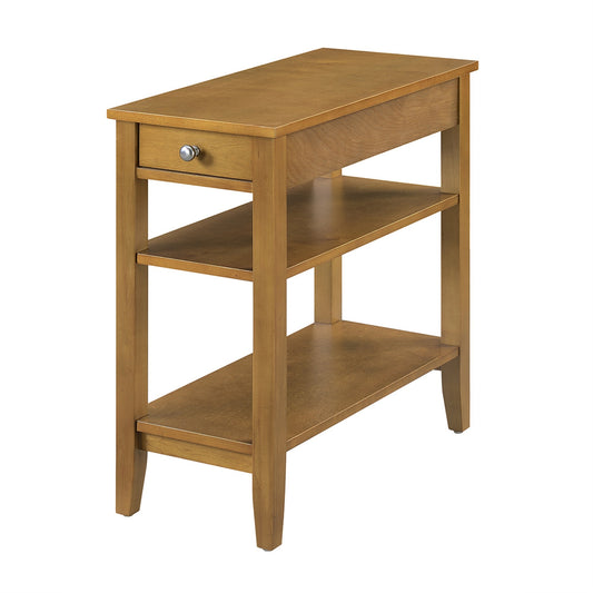 CasaFoyer 1 Drawer Chairside End Table with Shelves - American Heritage Collection | Convenient Storage for Remote Controls | Showcase Collectibles | Organize Magazines