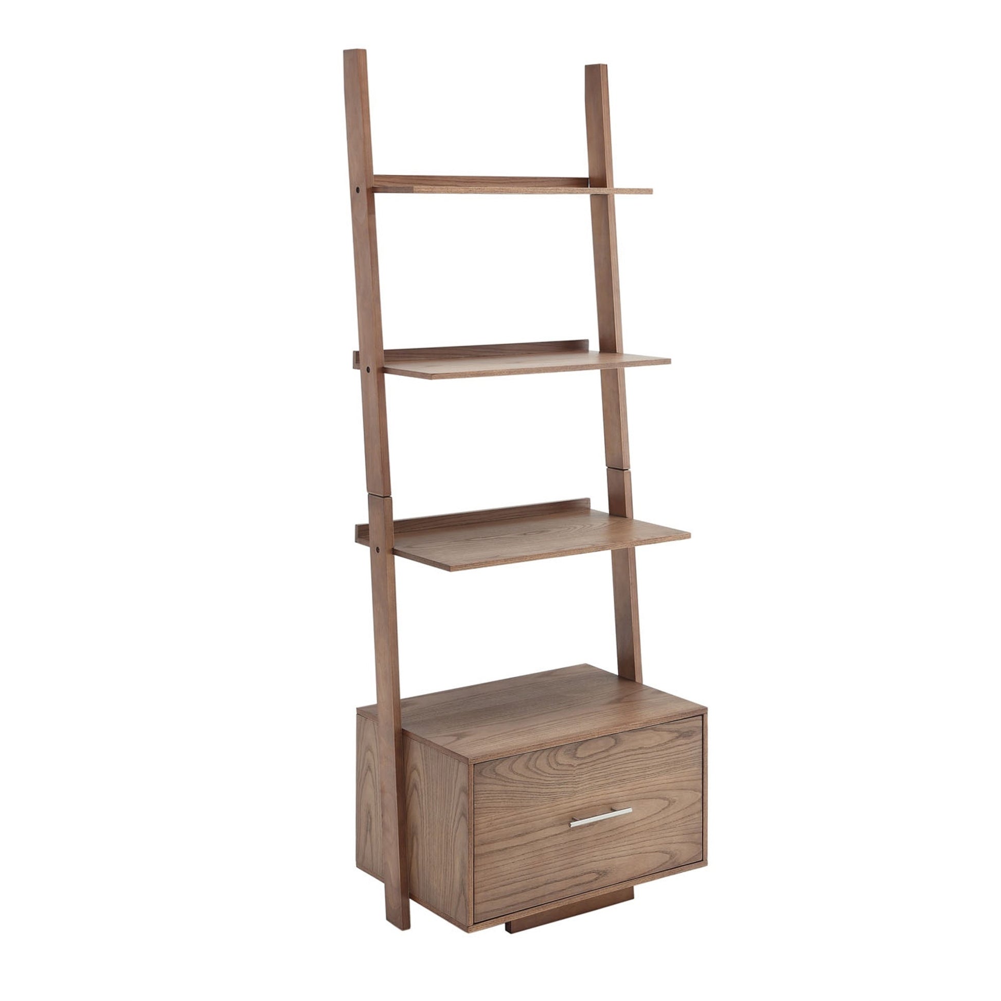 CasaFoyer American Heritage Ladder Bookshelf with File Drawer - 4 Tiers for Organizing Books and Collectibles - Declutter Your Desk - Versatile Design