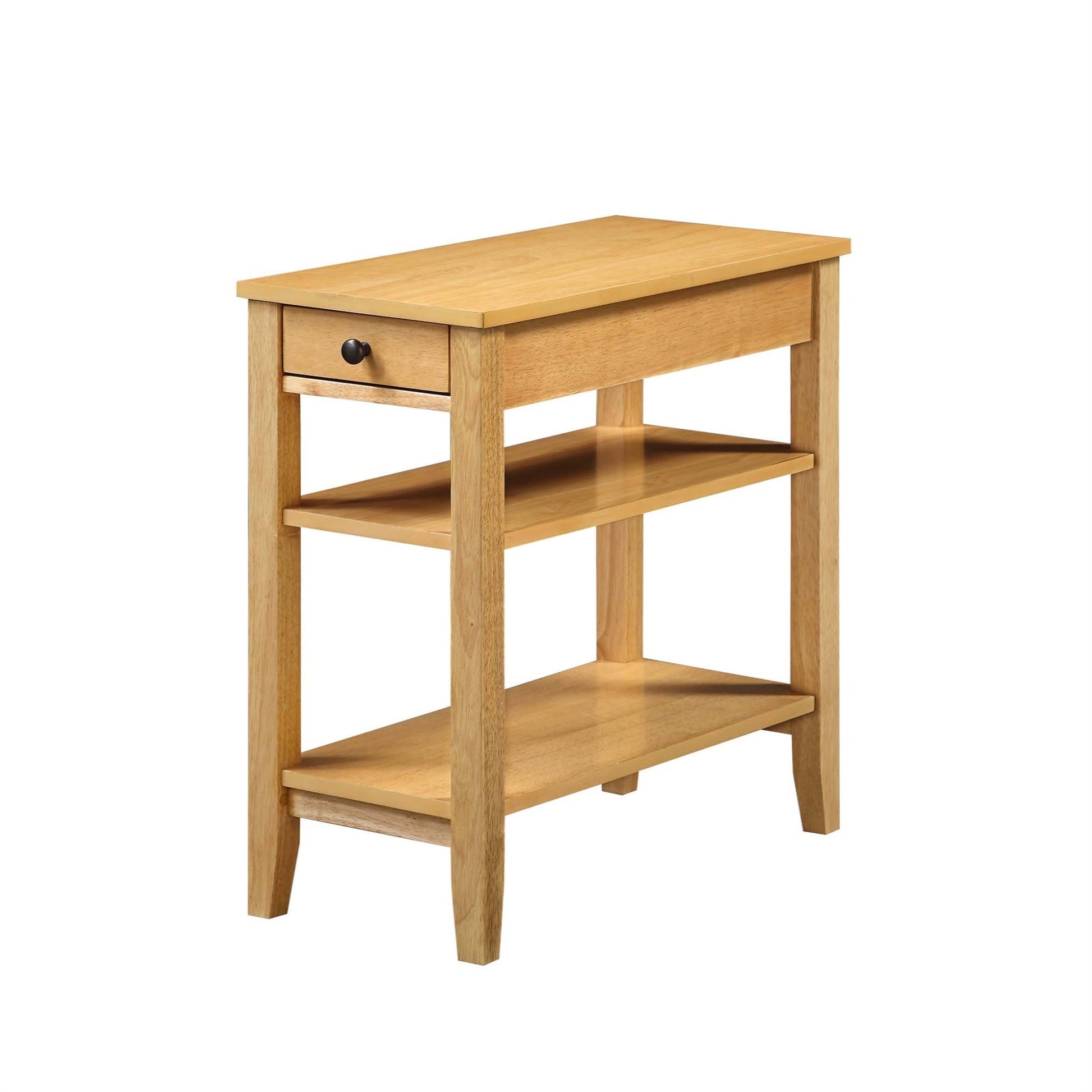 CasaFoyer American Heritage 1 Drawer Chairside End Table with Shelves - Convenient Storage for Remote Controls and Collectibles - Stylish and Functional