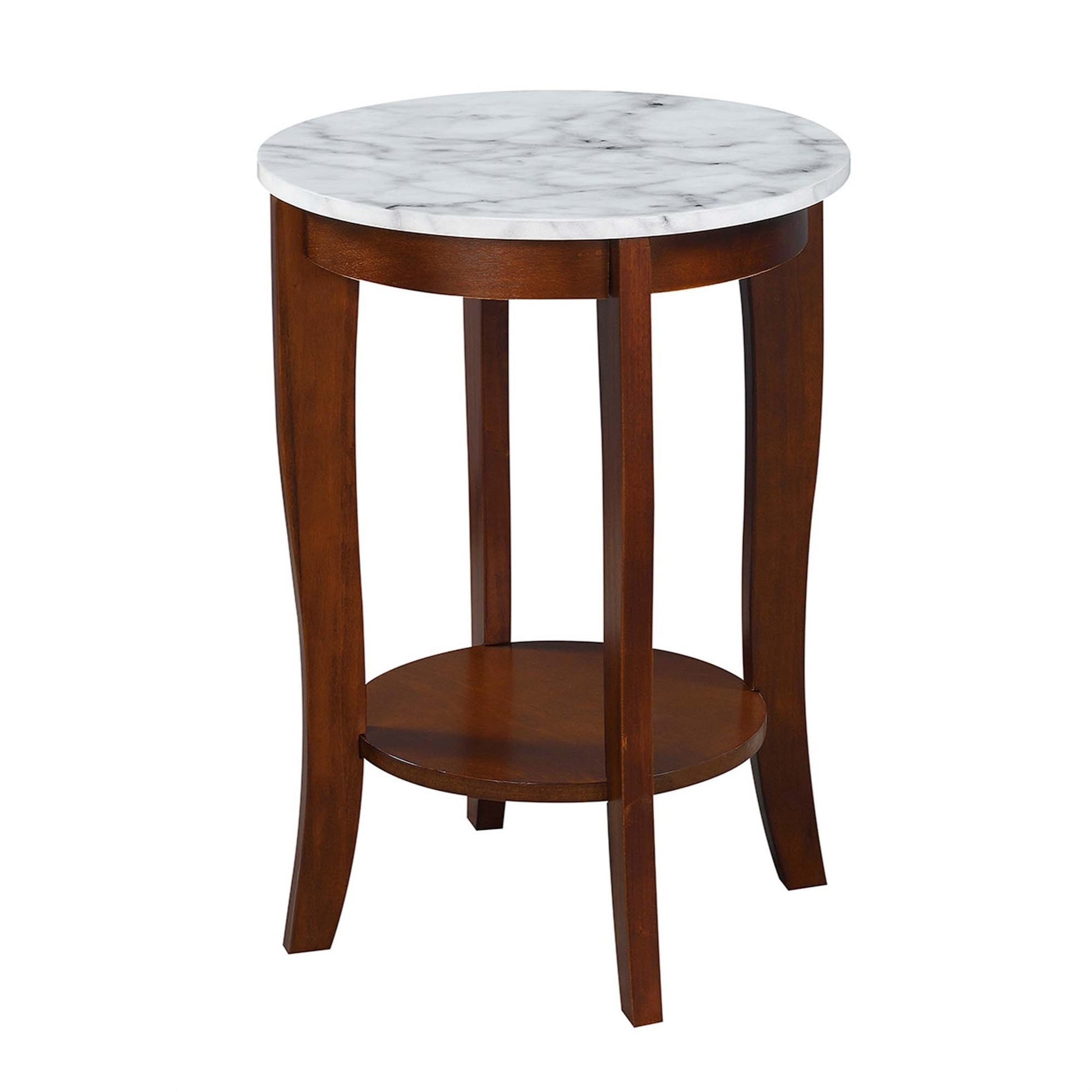 CasaFoyer American Heritage Round End Table with Shelf - Elegant and Sophisticated Furniture Piece with Ample Storage and Subtly Curved Legs