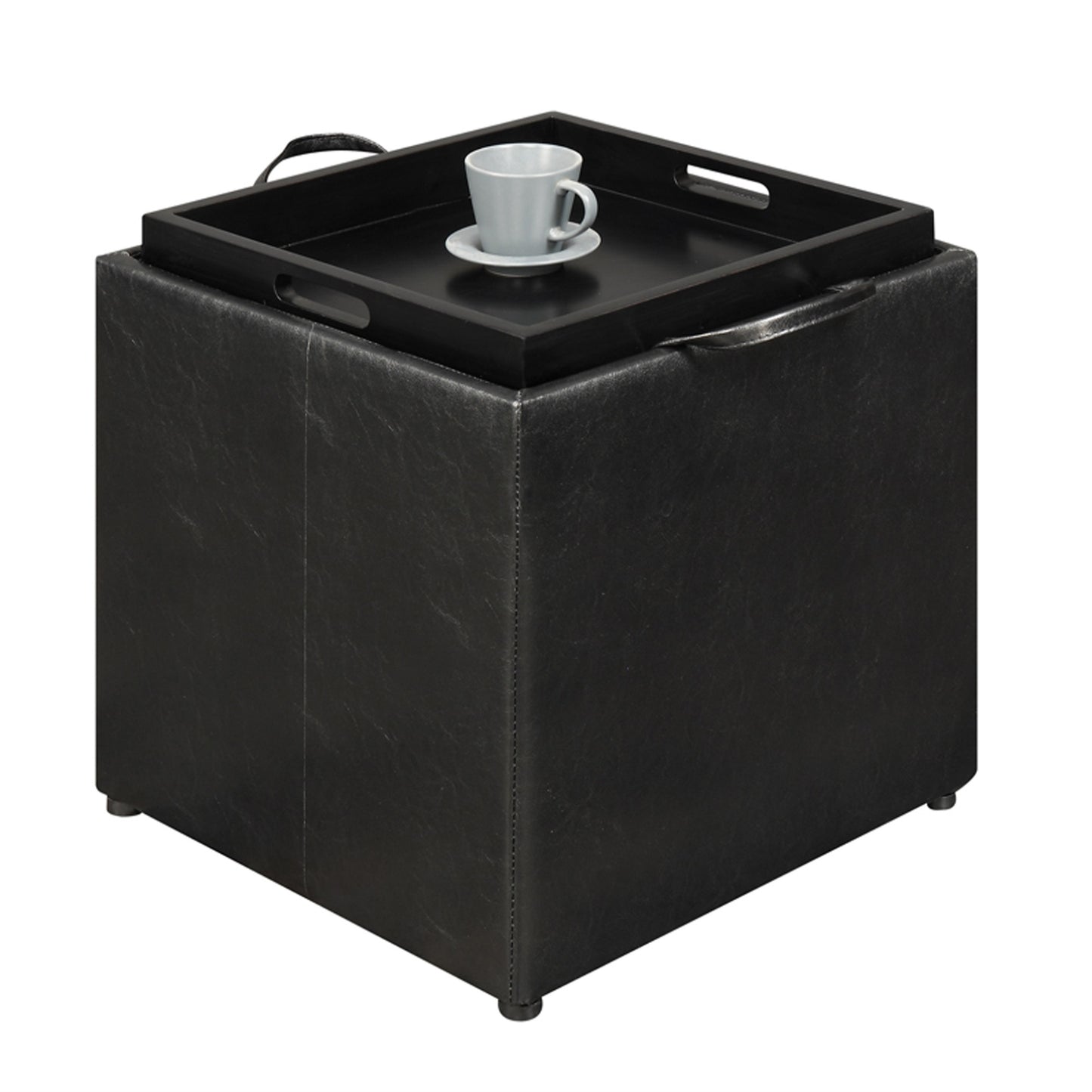 CasaFoyer Designs4Comfort Park Avenue Ottoman with Reversible Tray & Stool - Versatile, Stylish, and Organized Snacking Experience