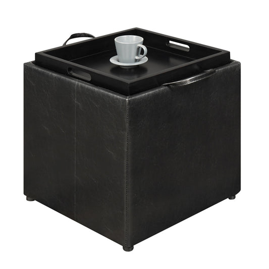 CasaFoyer Designs4Comfort Park Avenue Ottoman with Reversible Tray & Stool - Versatile, Stylish, and Organized Snacking Experience