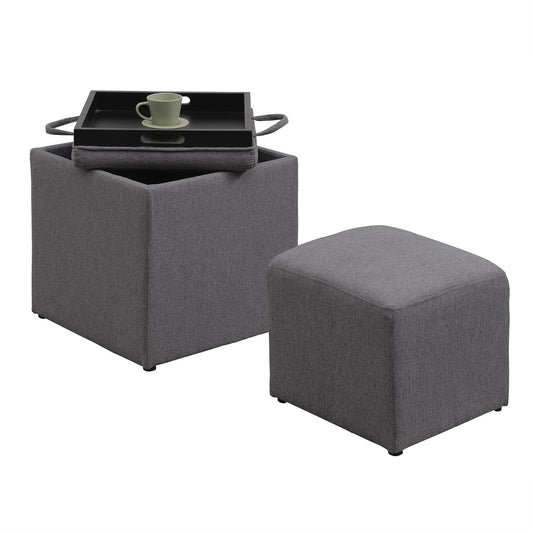 CasaFoyer Delightful Designs4Comfort Park Avenue Ottoman with Reversible Tray - Convenient Storage, Extra Seating, and Beverage Enjoyment