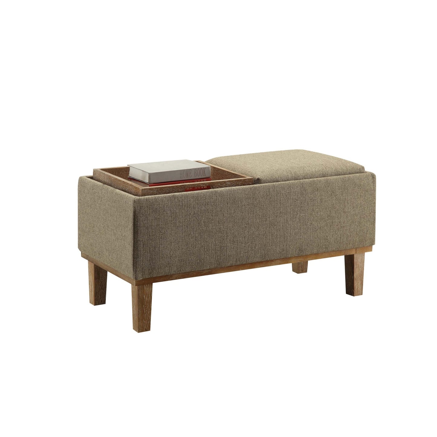 CasaFoyer "Stylish and Versatile Designs4Comfort Brentwood Storage Ottoman with Reversible Trays - Ample Storage Space, Elegant Linen Upholstery, Distressed Finish - Perfect for Home Decor and Organization"