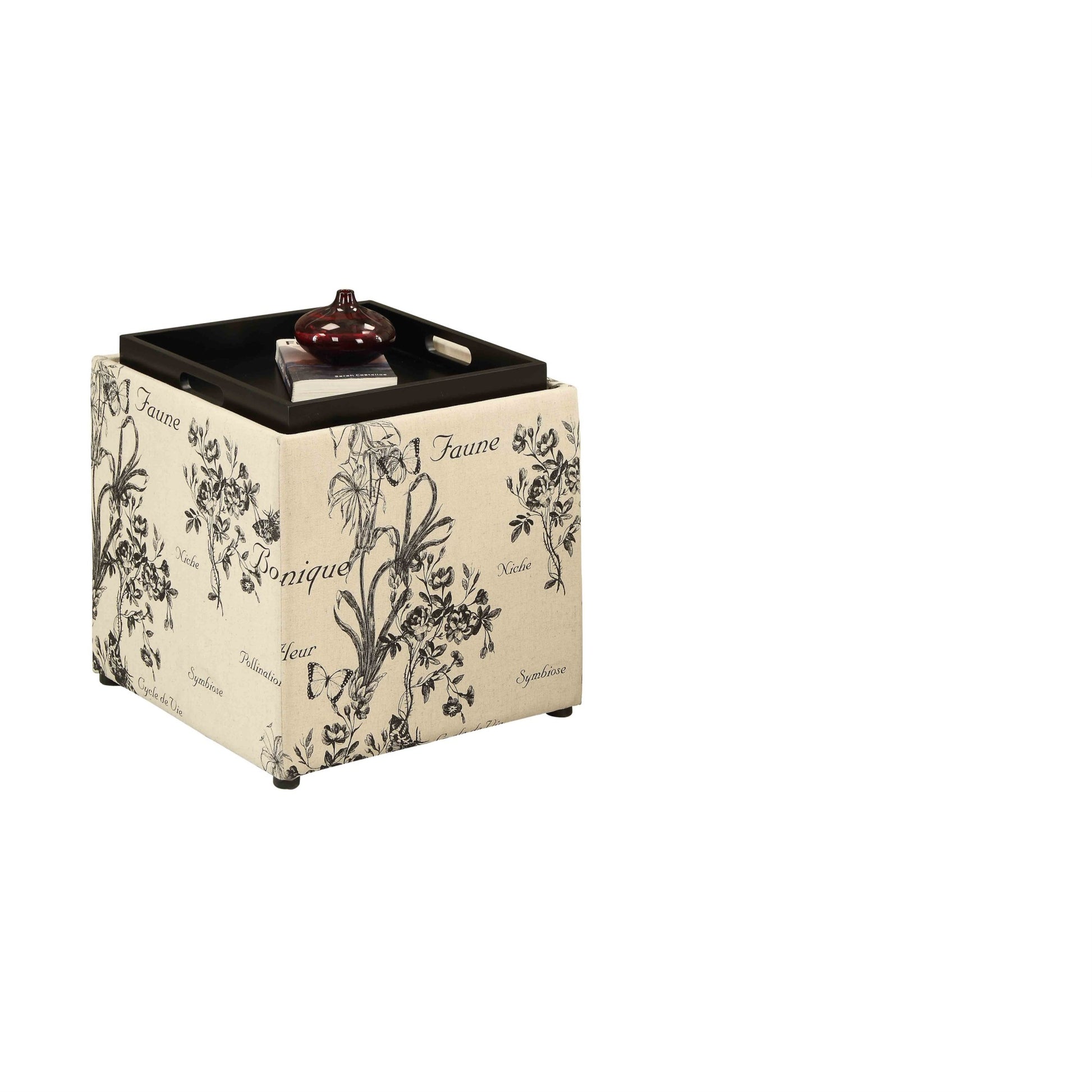 CasaFoyer Designs4Comfort Park Avenue Ottoman with Reversible Tray - Versatile, Stylish, and Organized Snacking Experience