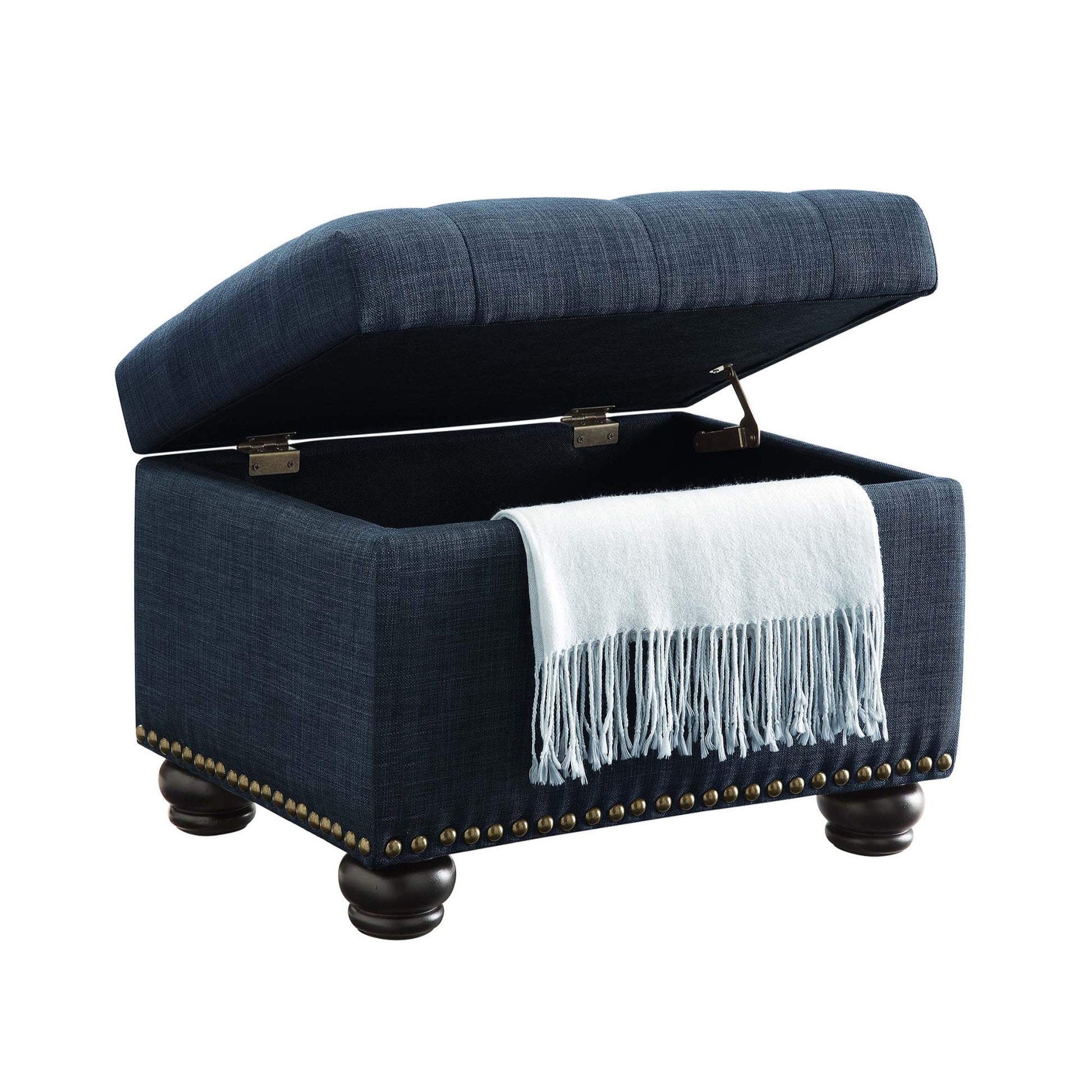 CasaFoyer Designs4Comfort 5th Avenue Storage Ottoman - Stylish & Practical with Button Tufted Lid, Nailhead Trim & Ample Storage Space