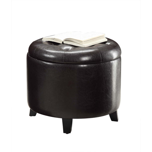 CasaFoyer Designs4Comfort Round Storage Ottoman - Stylish, Functional, and Conversation-Worthy!