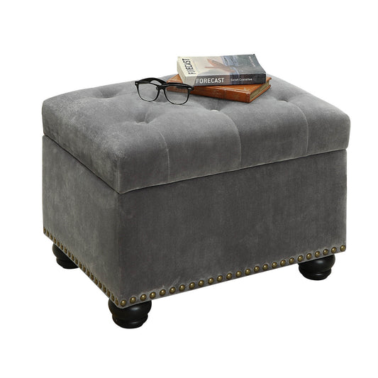 CasaFoyer Designs4Comfort 5th Avenue Storage Ottoman - Stylish & Functional with Button Tufted Lid, Nailhead Trim & Ample Storage Space