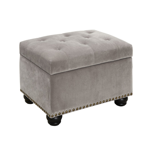 CasaFoyer Designs4Comfort 5th Avenue Storage Ottoman - Stylish & Functional, Button Tufted Lid, Nail Head Trim, Ample Storage Space, Solid Wood Feet
