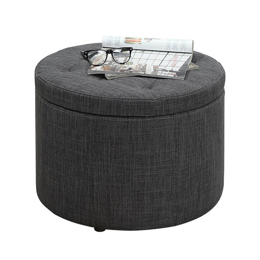 CasaFoyer Designs4Comfort Round Shoe Storage Ottoman - Stylish and Organized Solution for Scattered Shoes - 12 Compartments and Additional Space for Accessories - Button Tufted Lid and High-Quality Fabrics - Perfect Addition to Your Home Decor