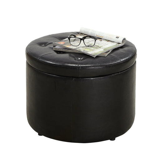 CasaFoyer Designs4Comfort Round Shoe Storage Ottoman - Stylish and Organized Solution for Cluttered Entrances - 12 Compartments for Neatly Organizing Footwear - Button Tufted Lid and High-Quality Fabrics - Perfect Addition to Home Decor