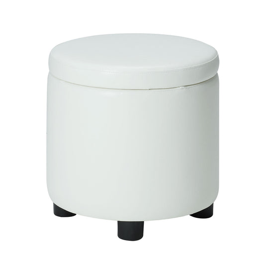 CasaFoyer Designs4Comfort Round Accent Storage Ottoman with Reversible Lid and Multifunctional Tray - Practical and Stylish Addition to Any Space