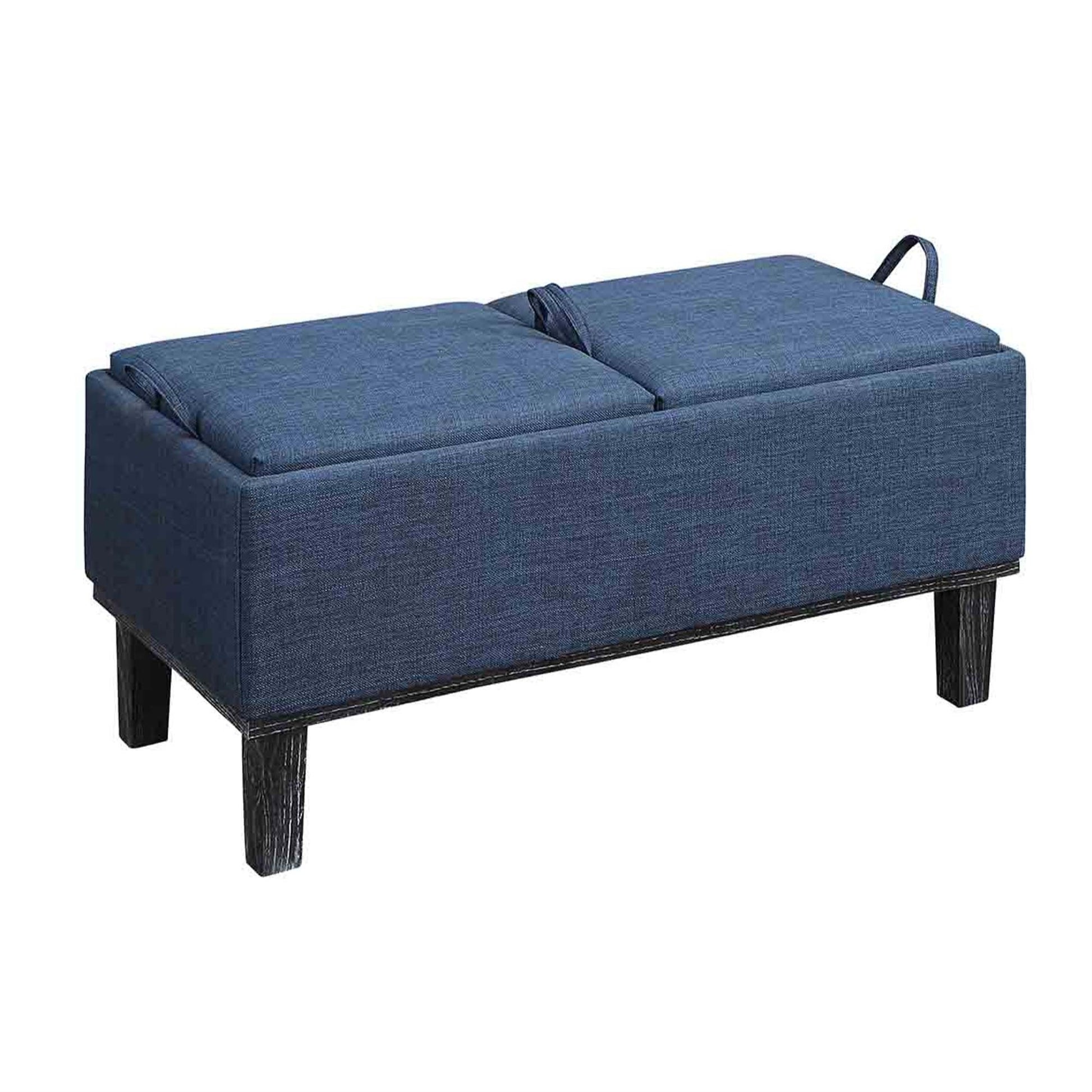 CasaFoyer Designs4Comfort Brentwood Storage Ottoman - Stylish Linen Upholstery, Reversible Trays, Ample Storage Space - Versatile Home Addition