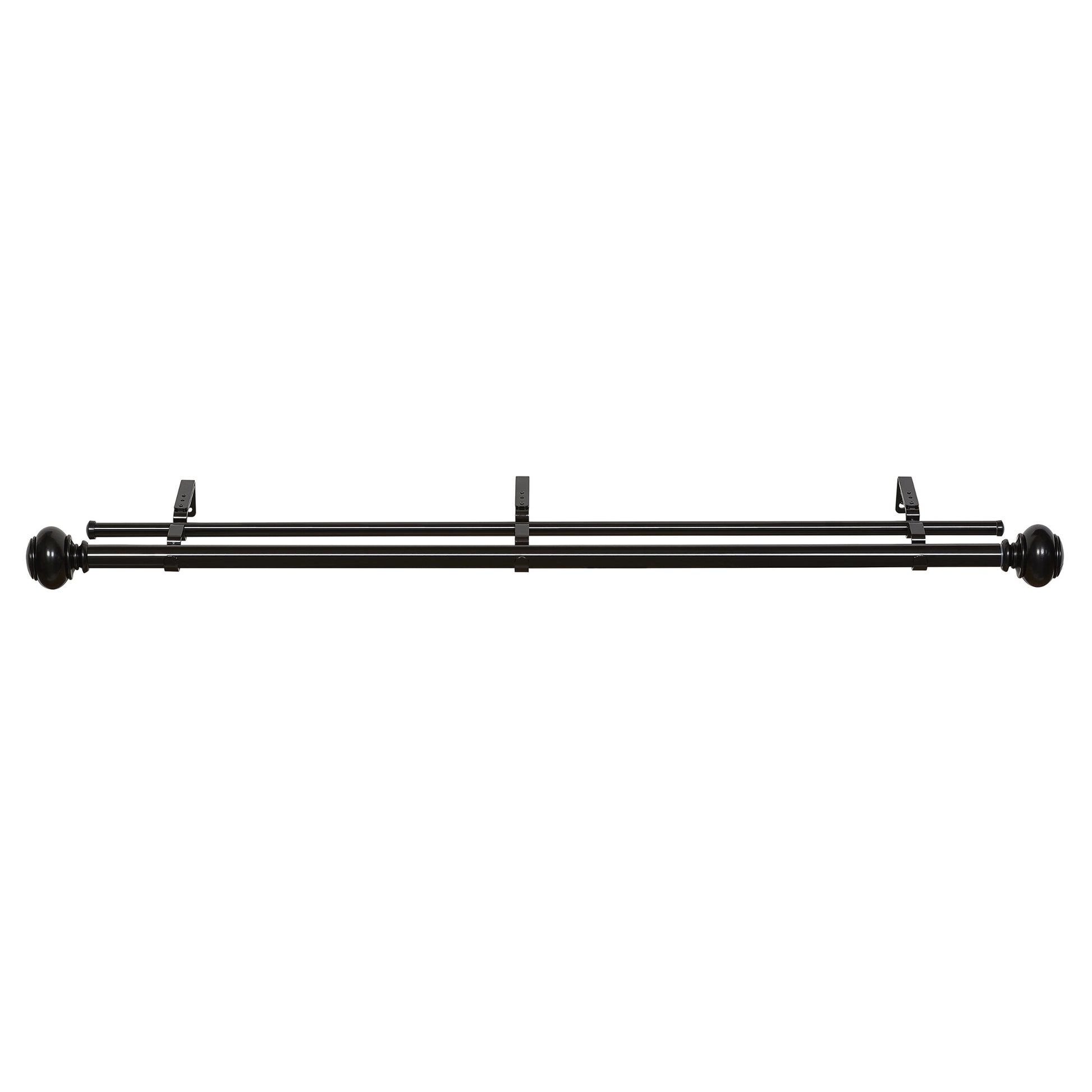 CasaFoyer Buono II Brenner Double Decorative Rod Series - Elegant, Stylish, and Versatile Window Treatment Solution with Adjustable Rods and Black PVC Finials. Includes All Necessary Hardware.