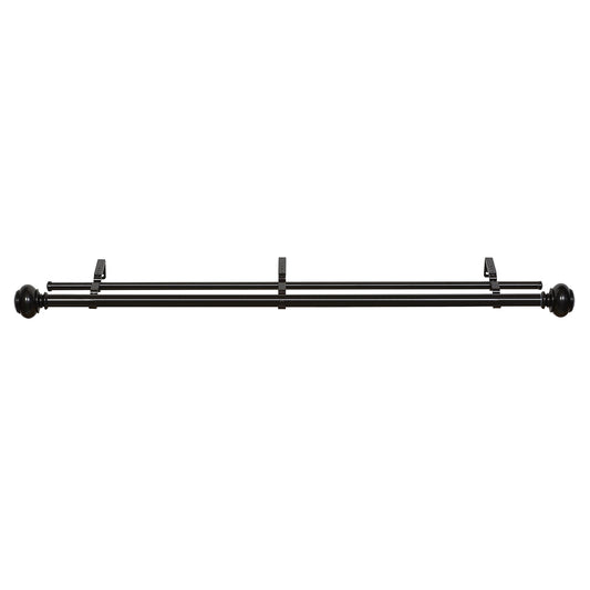 CasaFoyer Buono II Brenner Double Decorative Rod Series - Elegant, Stylish, and Versatile Window Treatment Solution with Adjustable Rods and Black PVC Finials. Includes All Necessary Hardware.