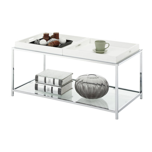 CasaFoyer Sleek and Modern Palm Beach Coffee Table with Shelf and Removable Trays - Elegant Furniture Collection by CasaFoyer