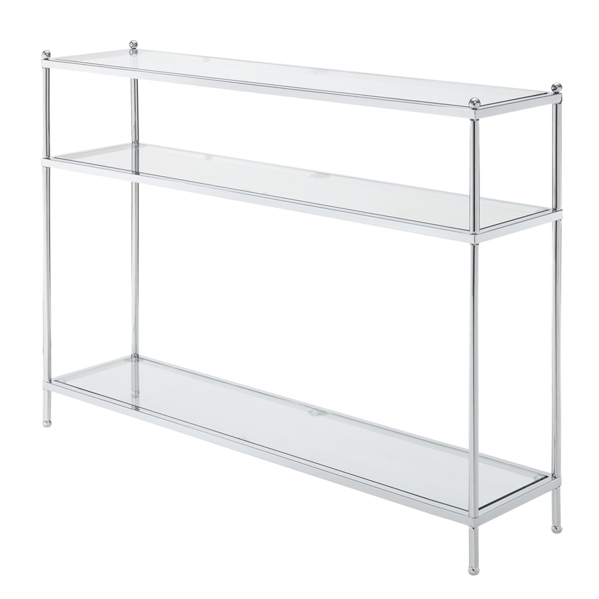 CasaFoyer Royal Crest 3 Tier Glass Console Table - Modern Chrome Frame, Ample Storage Space, Sturdy & Stylish Design