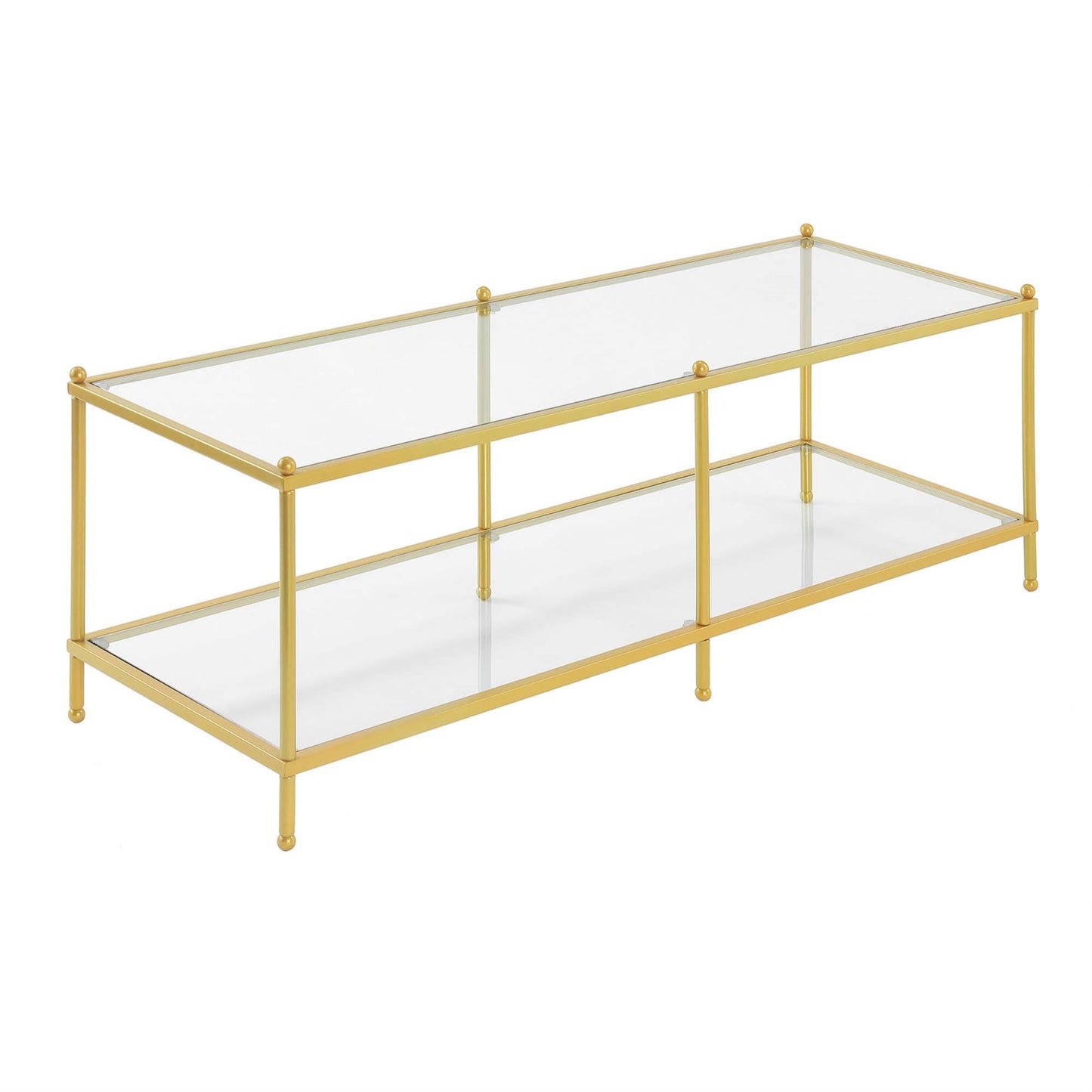 CasaFoyer Royal Crest 2 Tier Glass Coffee Table - Sleek Design, Sturdy Chrome Frame, Spacious Bottom Shelf (Shelf Sold Separately)