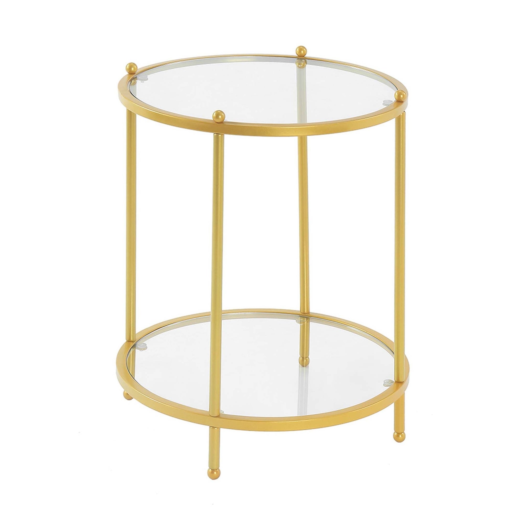 CasaFoyer Royal Crest 2 Tier Round Glass End Table - Modern Chrome Frame, Sleek Design, Ample Storage, Sturdy & Durable