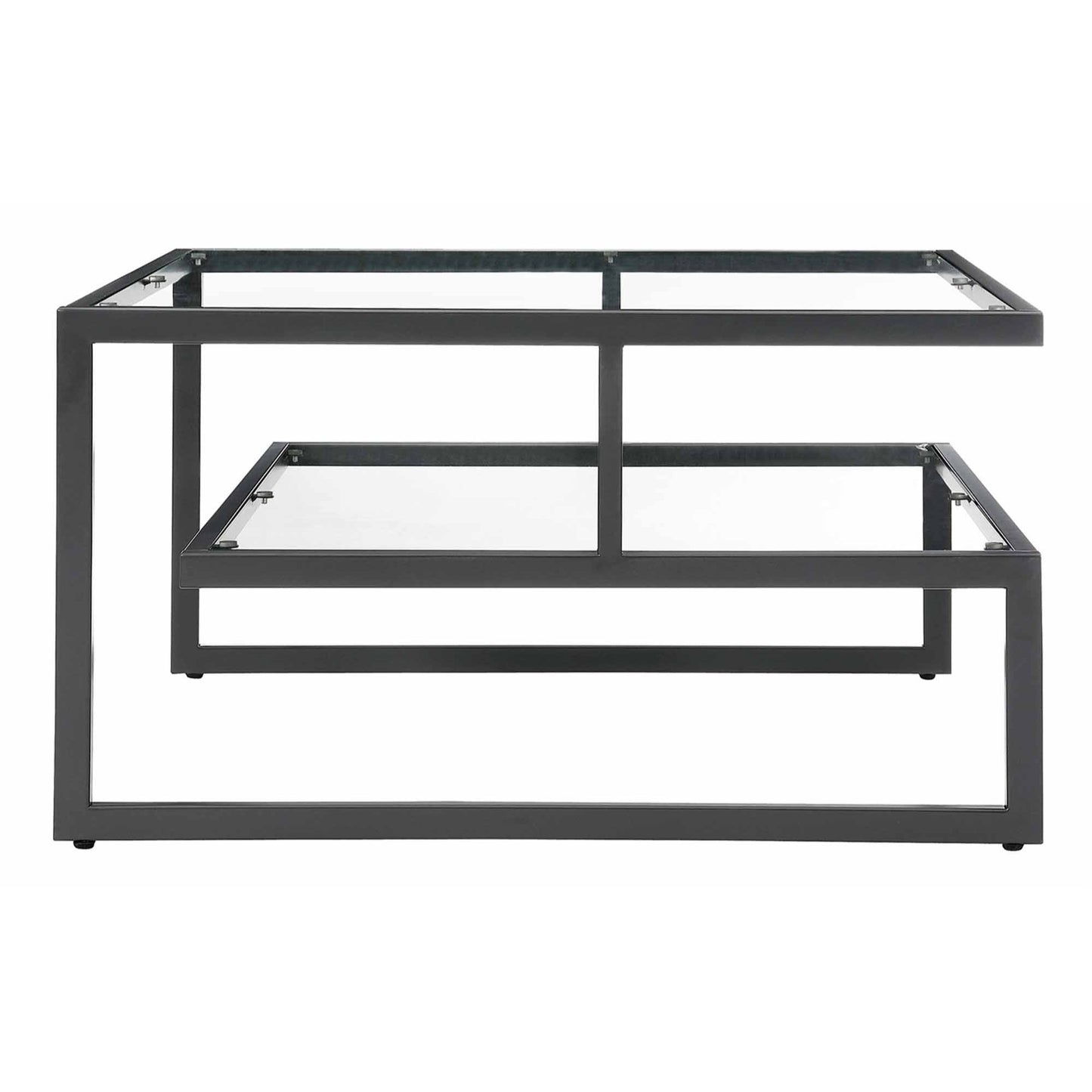 CasaFoyer Royal Crest Stripes 2 Tier Glass Coffee Table - Sleek & Durable Design by CasaFoyer. Ample Storage & Display Space. Easy to Clean. Functional & Elegant.