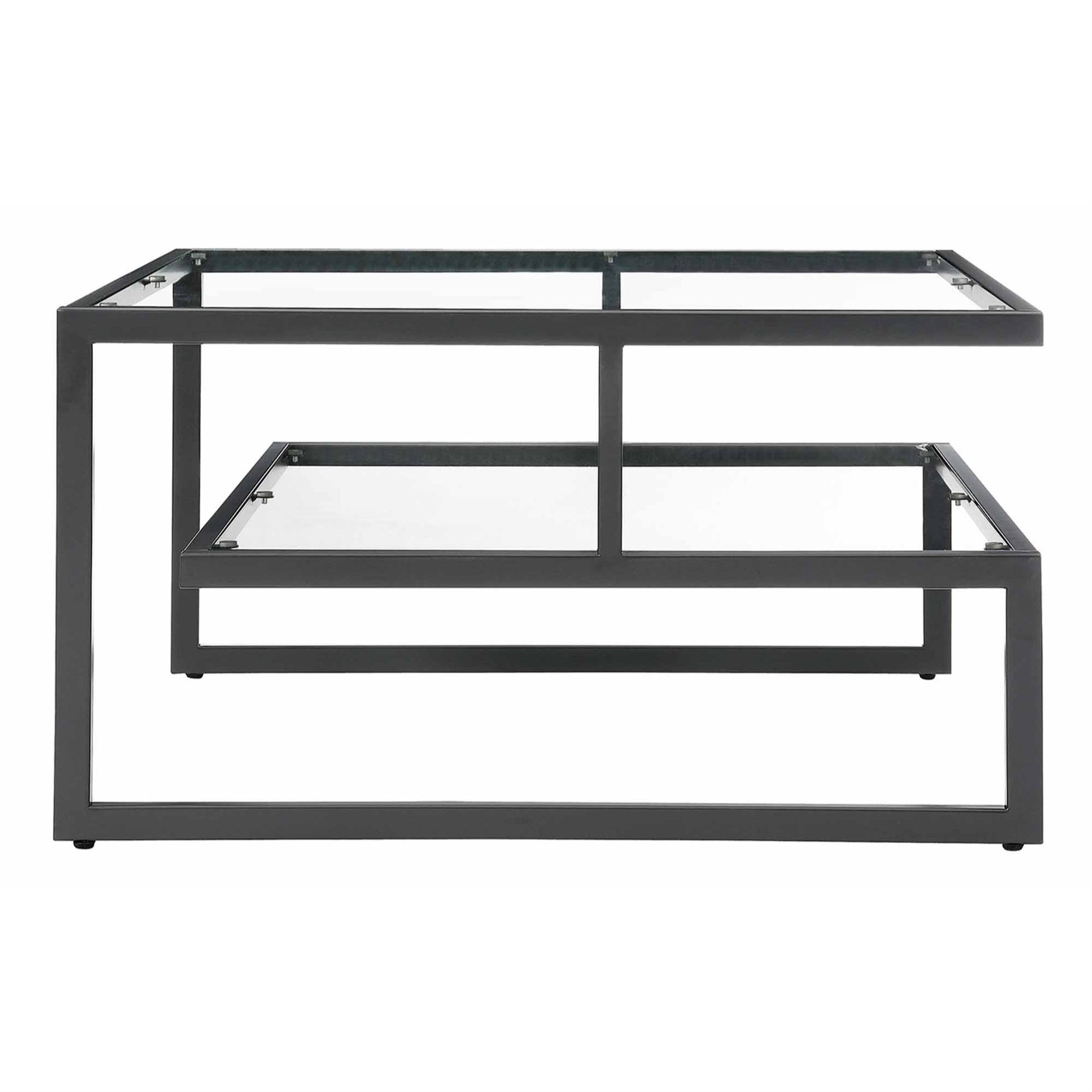 CasaFoyer Royal Crest Stripes 2 Tier Glass Coffee Table - Sleek & Durable Design by CasaFoyer. Ample Storage & Display Space. Easy to Clean. Functional & Elegant.