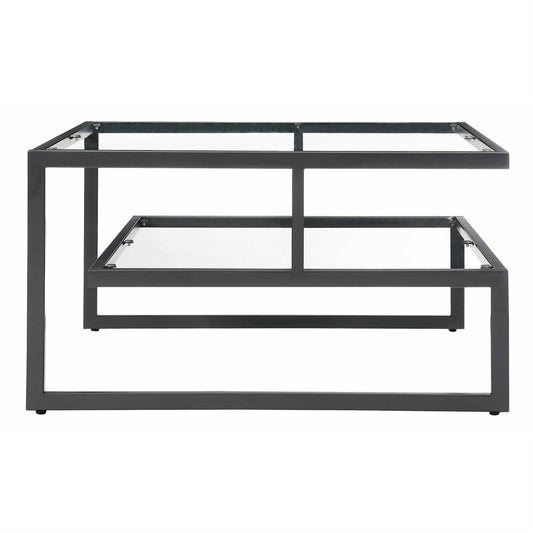 CasaFoyer Royal Crest Stripes 2 Tier Glass Coffee Table - Sleek & Durable Design by CasaFoyer. Ample Storage & Display Space. Easy to Clean. Functional & Elegant.