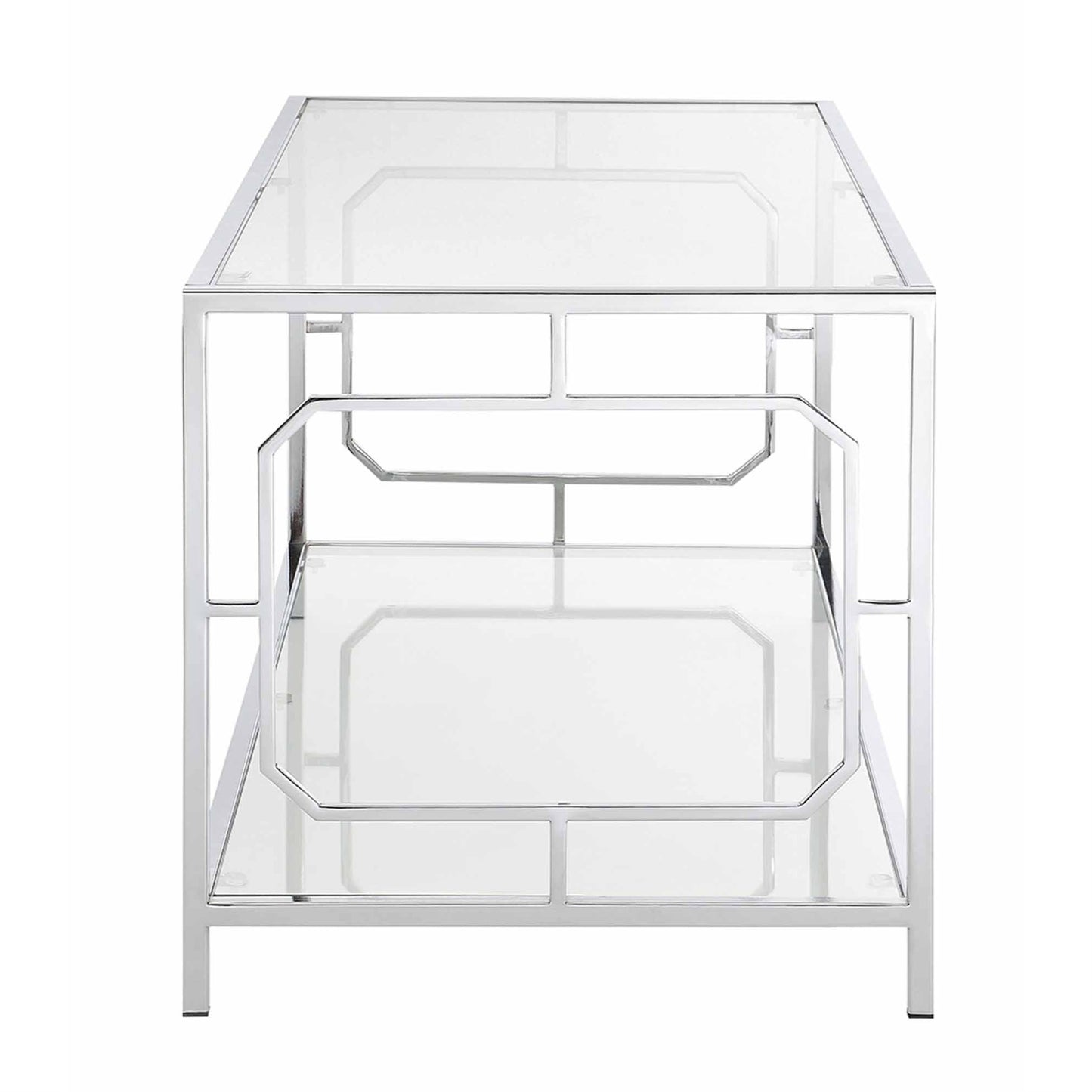 CasaFoyer Omega Chrome Coffee Table with Shelf - Sleek & Stylish Modern Design, Durable Chromed Metal Frame, Easy to Clean Tempered Glass, Ample Storage & Display Space, Easy 4-Step Assembly