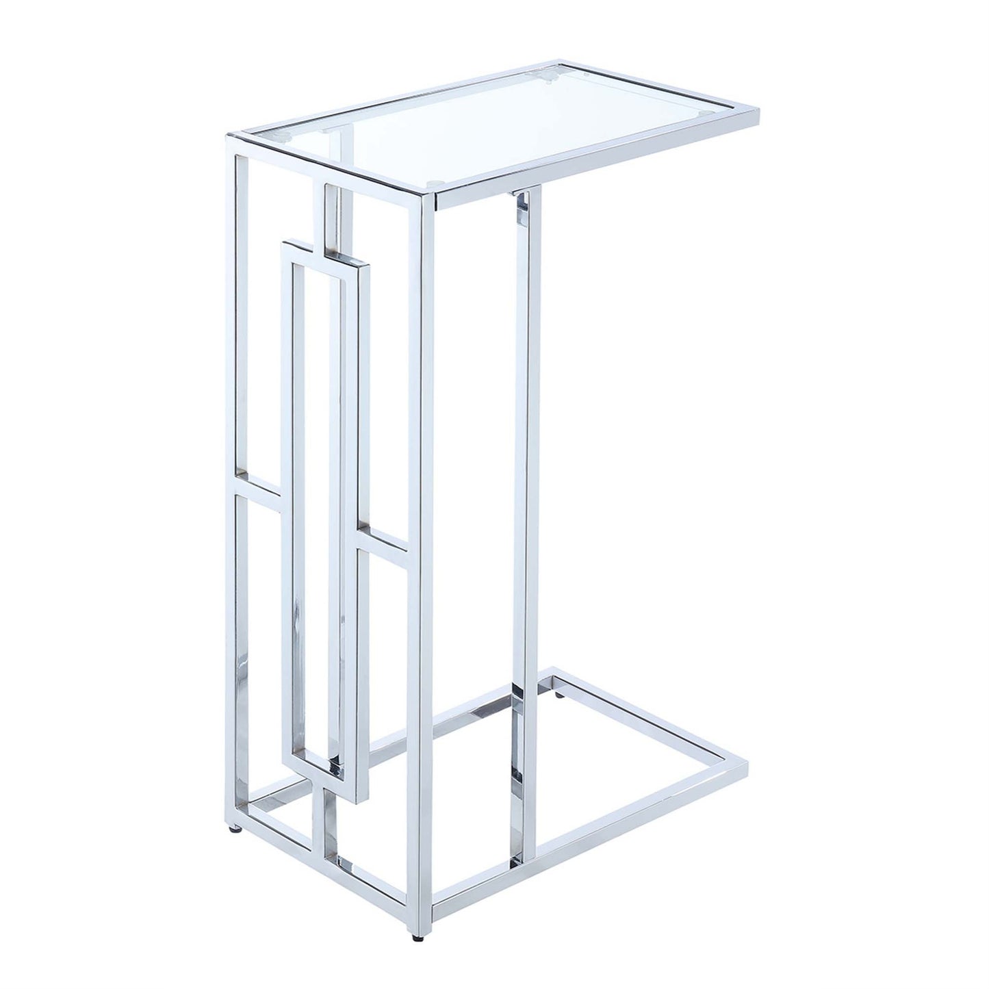 CasaFoyer "Town Square Chrome C End Table - Stylish, Functional, and Durable Accent Furniture with Sleek Design and Tempered Glass Insert - Versatile for End or Chairside Use - Easy Assembly - CasaFoyer"
