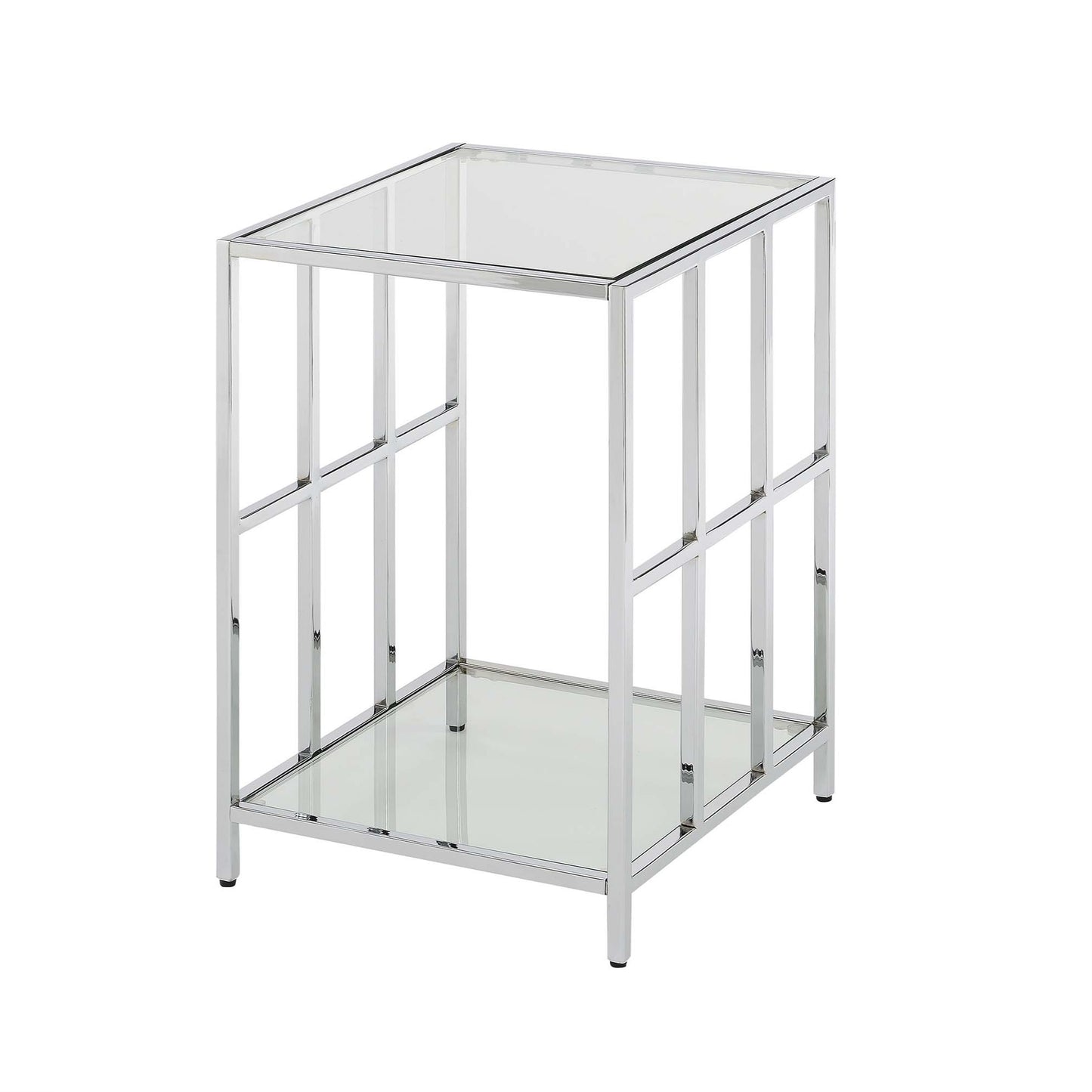 CasaFoyer "Mission Glass End Table with Shelf - Elegant and Versatile Home Decor by CasaFoyer"