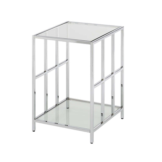 CasaFoyer "Mission Glass End Table with Shelf - Elegant and Versatile Home Decor by CasaFoyer"