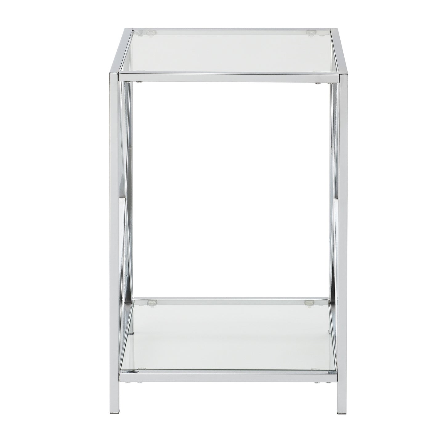 CasaFoyer Elegant Oxford Chrome End Table with Shelf - Sleek Design, Ample Storage, Luxurious Ambiance - Easy Assembly - Oxford Chrome Collection