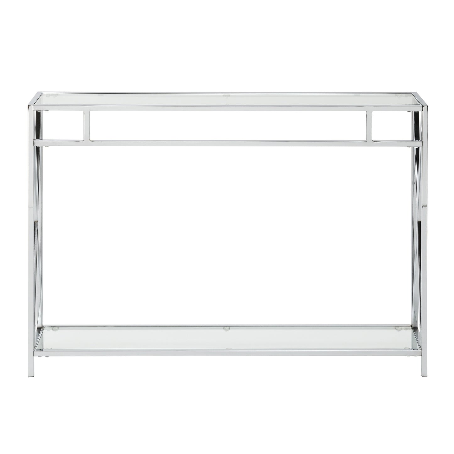 CasaFoyer Oxford Chrome Console Table with Shelf - Elegant and Practical Multifunctional Table for Home Decor - Easy Assembly - Sturdy Chrome Metal Frame - Showcase Your Collectibles - Part of Oxford Chrome Collection