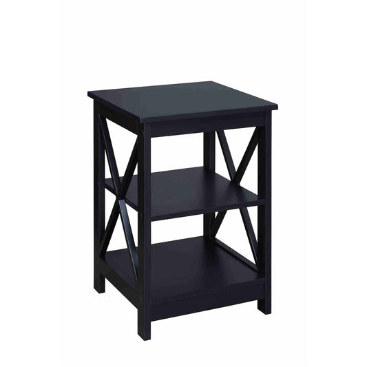 CasaFoyer Oxford End Table with Shelves - Stylish & Versatile Home Decor - Sleek Design, X Frame Panel Sides - Spacious Storage - Durable MDF Construction - Oxford Collection Coordinating Pieces Available